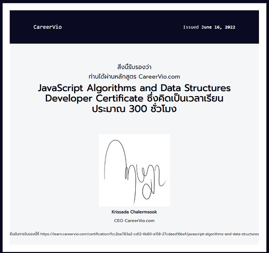 Certificate JavaScript Algorithms and Data Structures
